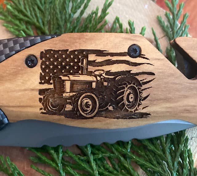 Farm Tractor on FLAG Knife