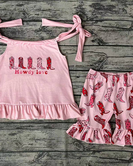 Baby Girls Howdy Love Ruffle Shorts Sets