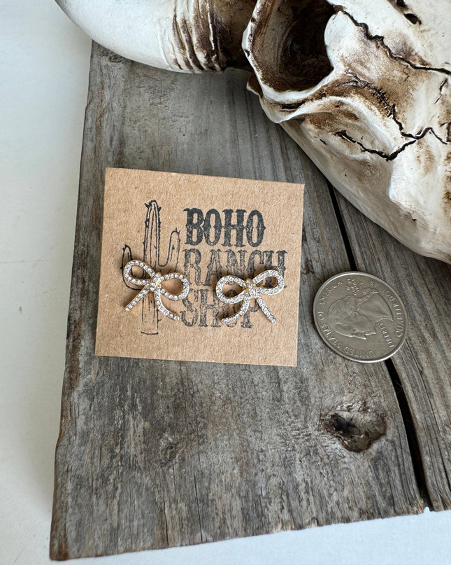 Western cut out paved Stud earrings - cowboy boots hat bow 