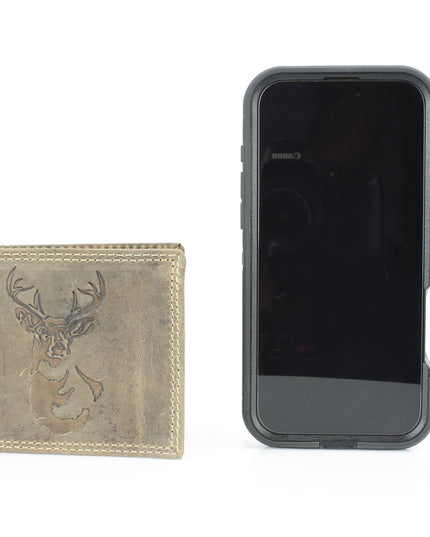 Men’s Bi-Fold Wallet with Deer Antler Emboss ABMWVT 03