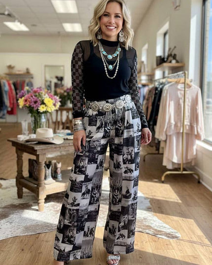 Western cowboy patchwork women's boutique pant GJQ17275