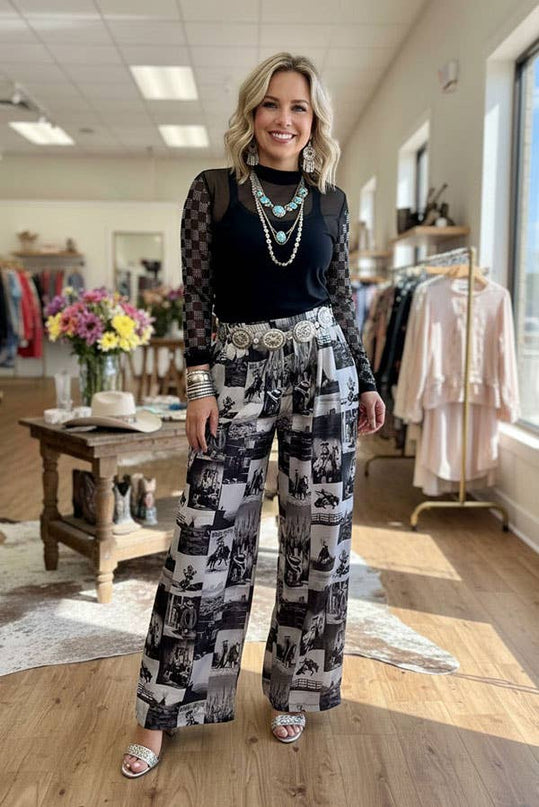 Western cowboy patchwork women's boutique pant GJQ17275
