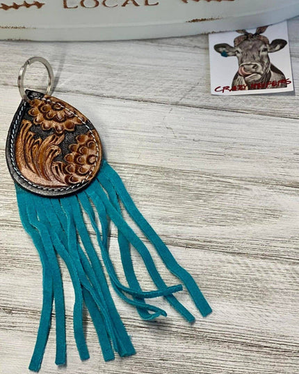 Tooled Leather Keychain-Large