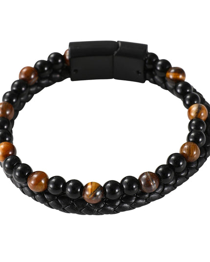 Lava Bracelet | Men's Natural Stone Leather Bracelet