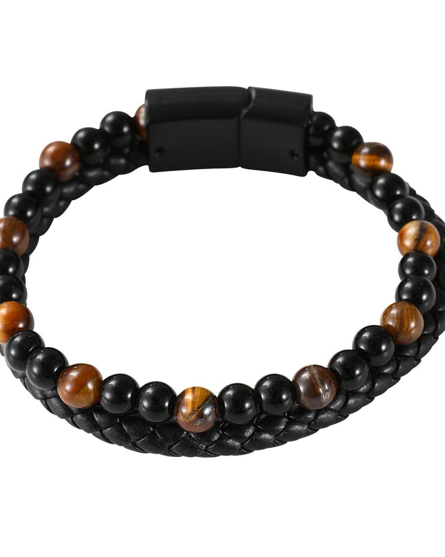 Lava Bracelet | Men's Natural Stone Leather Bracelet