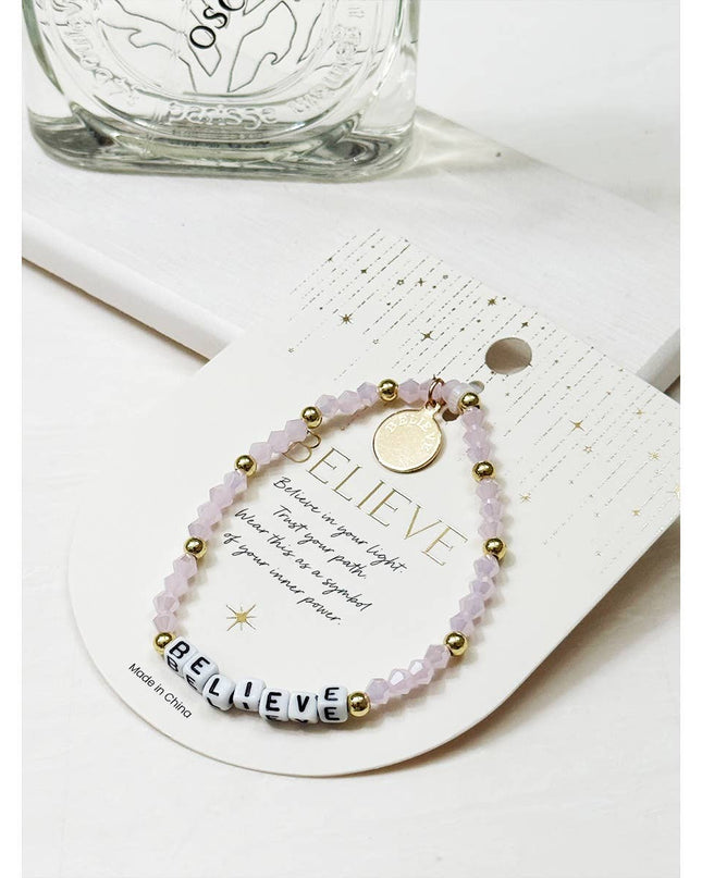 4-Kind Mix Beads BELIEVE Inpirational Bracelet