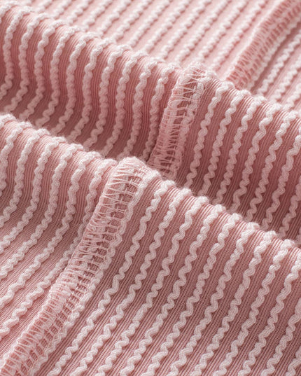 Textured Contrast Trim Round Neck T Shirt