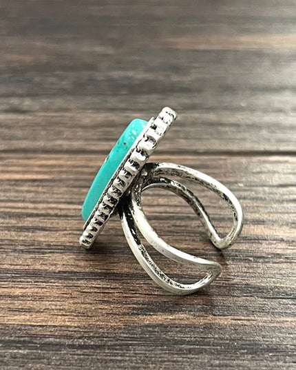 750222, 1.2" Western Turquoise Adjustable Ring