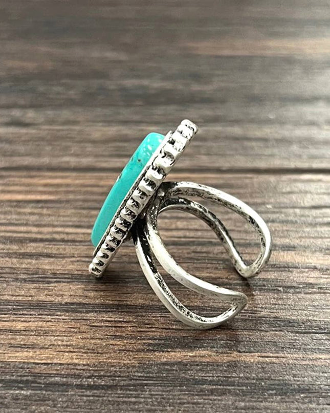 750222, 1.2" Western Turquoise Adjustable Ring