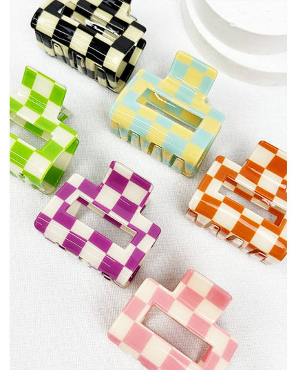 Colorful Checkered Medium Size Hair Claw