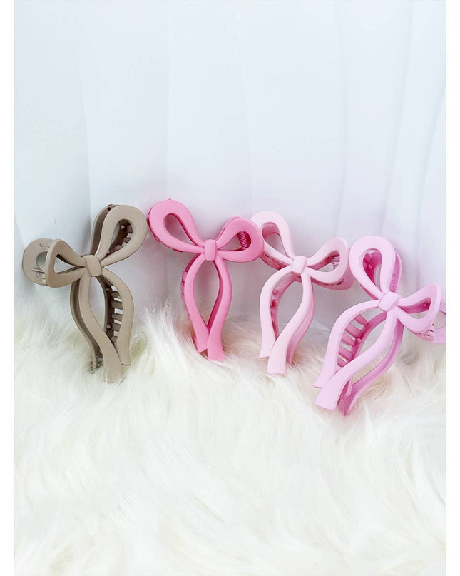 Assorted Pink and Taupe Shades of Bow Clip
