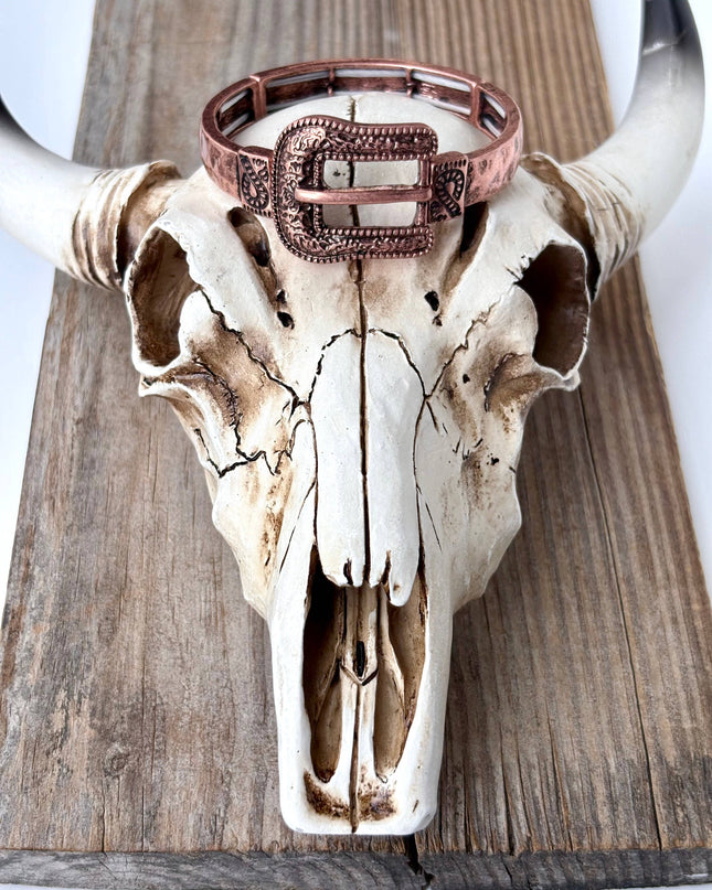 Western Belt Buckle Bar Bangle Stretch Bracelet