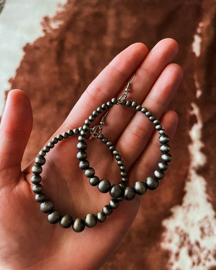 Western Accessory Faux Navajo Pearl Hoop Earrings