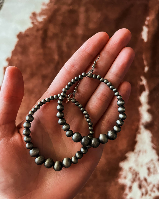 Western Accessory Faux Navajo Pearl Hoop Earrings