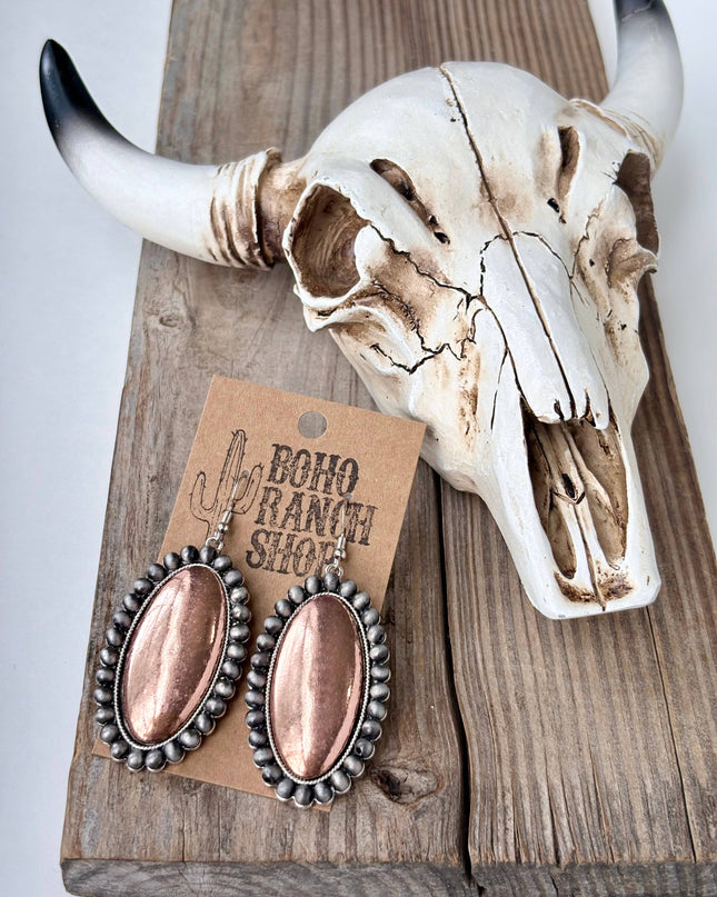 Western Style Navajo Pearl Vintage Oval Dangle Earrings