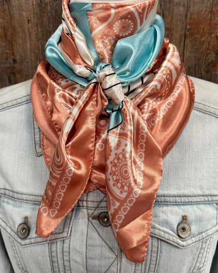 35X35" Soft Pink and Blue Paisley Wild Rag / Scarf WR3388