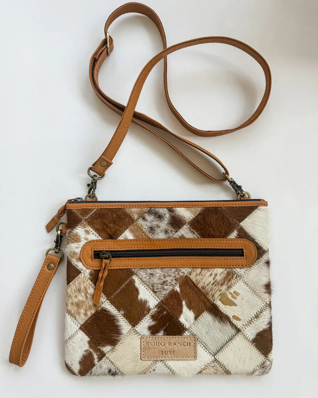 BOHO LUXE CROSSBODY Leather Cowhide Wristlet Crossbody