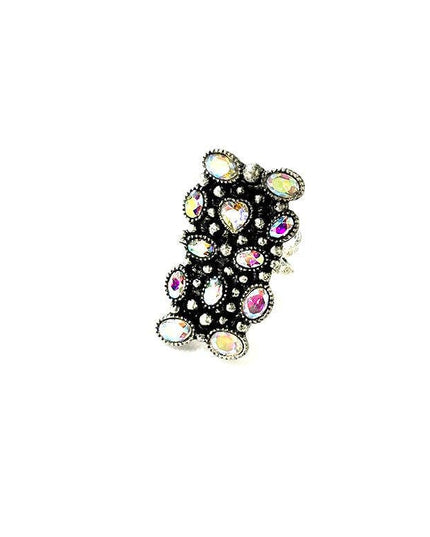WESTERN RECTANGLE CRYSTAL CUFF RING