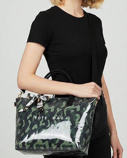 PVC handbag leopard camo crossbody bag