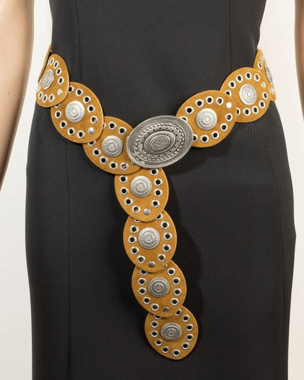 Large Ornate Western Oval Disc Belt