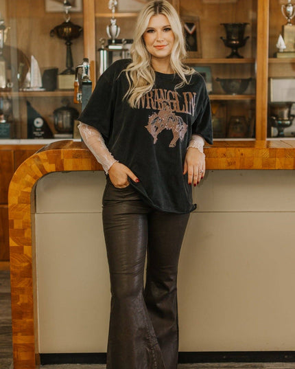 Wranglin' on Black Tee