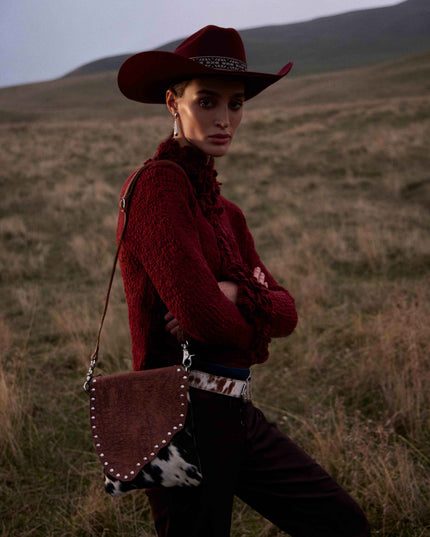 Myra Stonebrook Canvas & Hairon Bag in Spotted Ivory