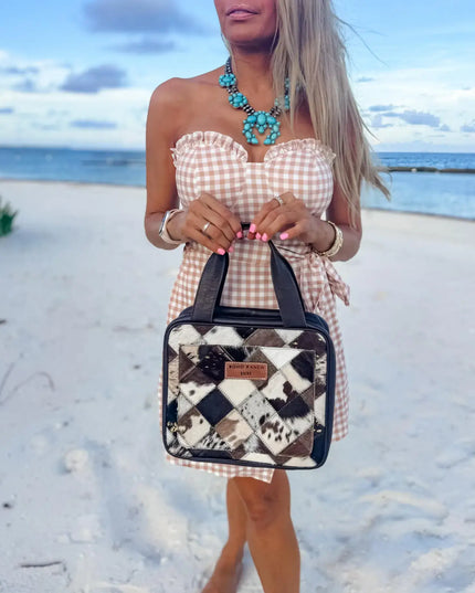 BOHO LUXE TRAVEL hanging bag Genuine HairOn leather toiletry
