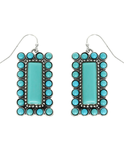 Western Vertical Turquoise Bar Earrings