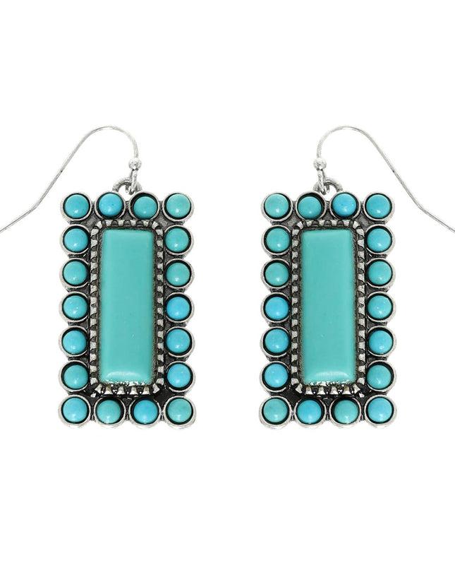 Western Vertical Turquoise Bar Earrings