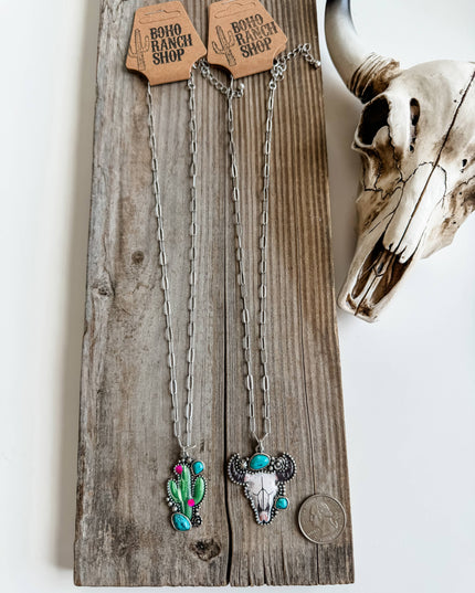Western Pendant Necklace - Cactus | Steer 