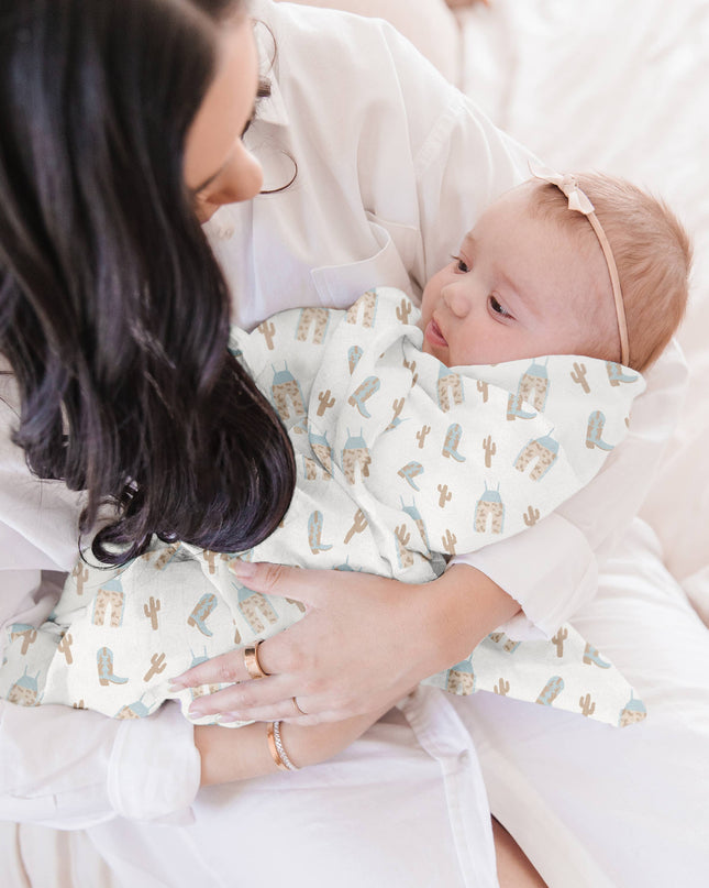 Swaddle Blanket Set Howdy Partner Blue