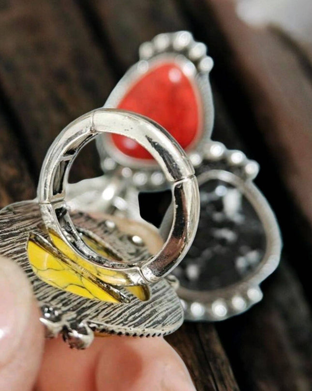 Let's Make A Statement Stretch One Size Fashion Crackle Stone Ring