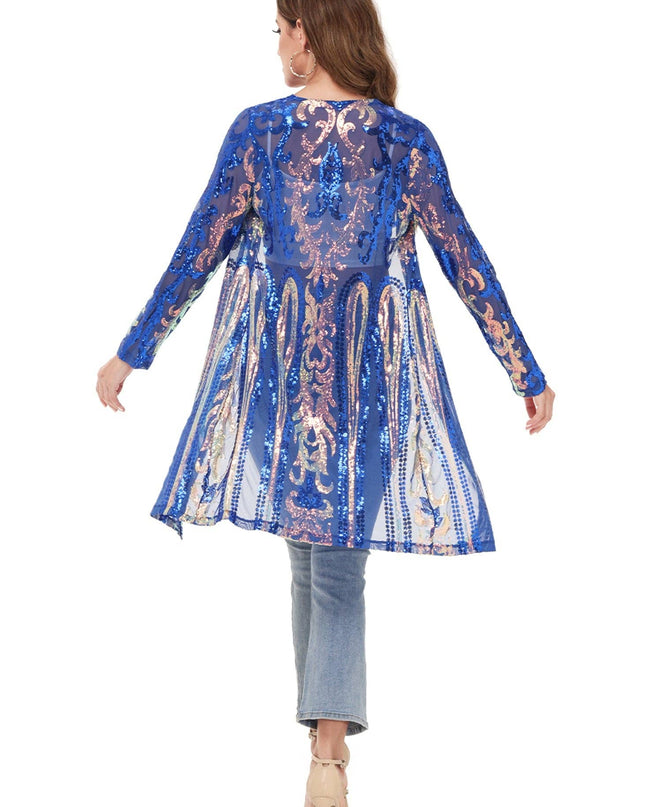 Women's Sparkly Sequin Cardigan Long Sleeve Open Front