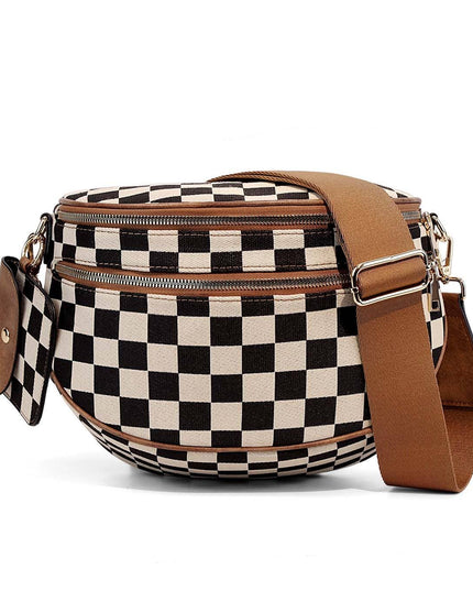 Kaylee Mixed Media Double Zip Crossbody Sling Bag