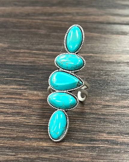 750437, Turquoise, Brass Adjustable Ring