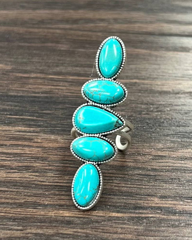 750437, Turquoise, Brass Adjustable Ring