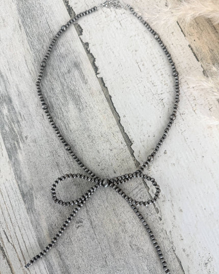 Western Navajo Pearl Inspired Bow Necklace 18"