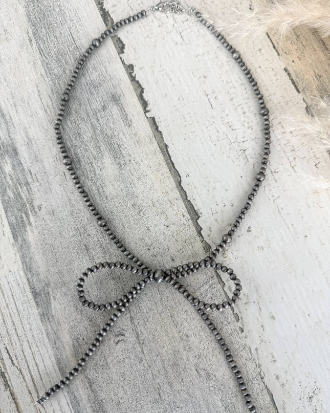 Western Navajo Pearl Inspired Bow Necklace 18"