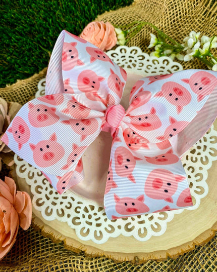 Pig Print Hair Bow or Headband | Boutique Farm Accessory