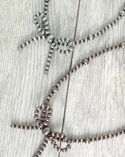 Western Bow Knot Pendant Pearl Bead Necklace