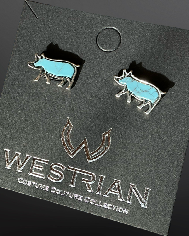 Farm Animal Faux Turquoise Earrings Cow Horse Pig Goat