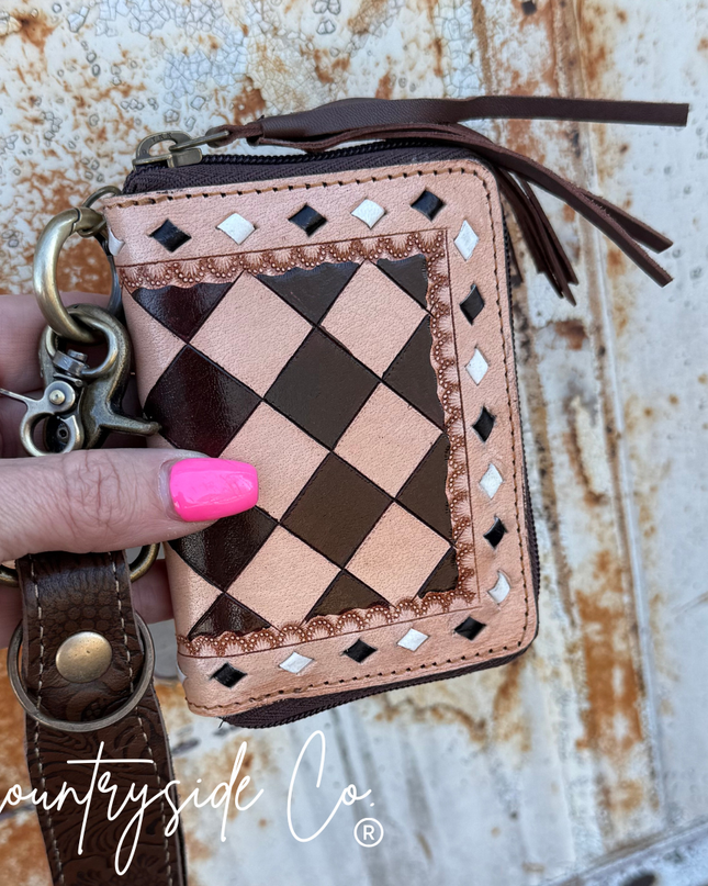 The Saddle Bum Checkered Mini Wallet Keychain