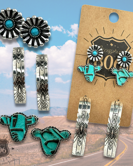 Western hoop earring set