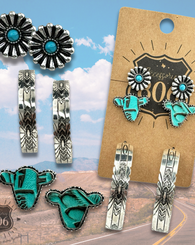 Western hoop earring set