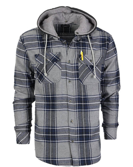 Men's Casual Button Up Flannel Shirt with Removable Hoodie GB-LS92H