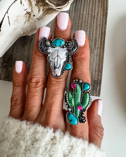 Western Pendant Adjustable Ring - Cactus | Steer 