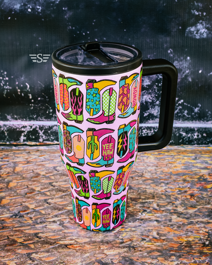 Vibrant Boot Scootin' 32oz Flip WashEasy™ Top Tumbler