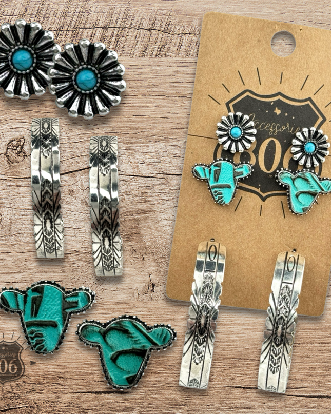 Western hoop earring set