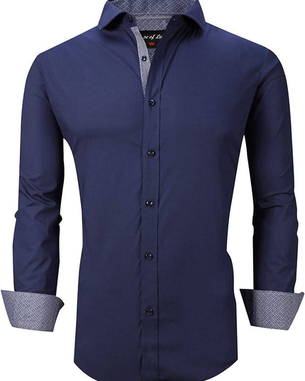 Mens Dress Shirts Long Sleeve Regular Fit Button Shirts-100