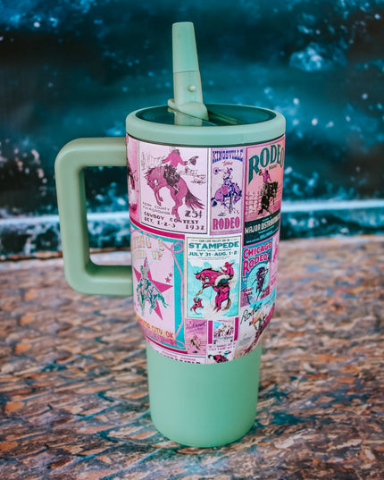 Pink Rodeo Poster Flip Top Tumbler